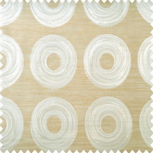 Beige and light brown color geometric circles design shapes texture layers with horizontal lines polyester main curtain